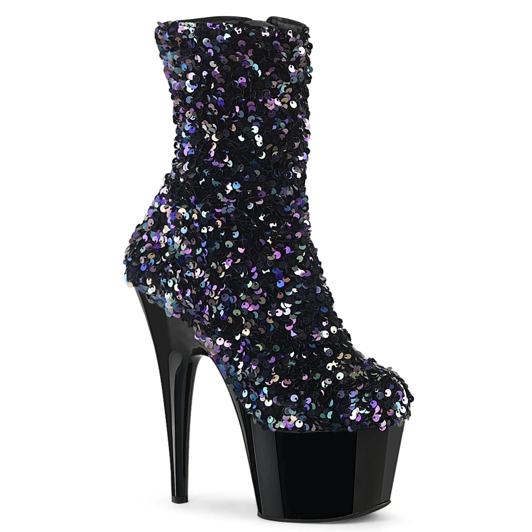 ADORE-1042SQ Pleaser Black Sequins Sexy Platform Shoes (Pole Dancing Heels)