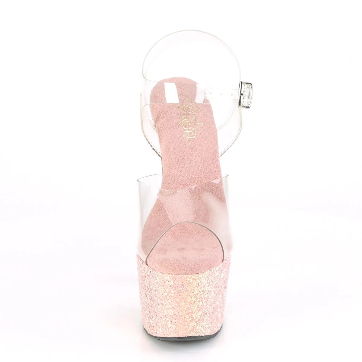ADORE-708LG Pleaser Clear/Dusty Blush Sexy Platform Shoes (Pole Dancing Heels)