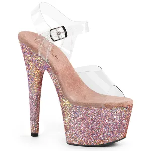 ADORE-708LG Pleaser Clear/Dusty Blush Sexy Platform Shoes (Pole Dancing Heels)