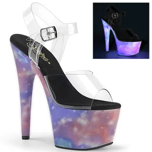 ADORE-708REFL Pleaser Clear/Purple-Blue Reflective Sexy Platform Shoes (Pole Dancing Heels)