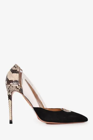 Aquazzura Snake Print/Black Leather/Suede Pumps Size 36
