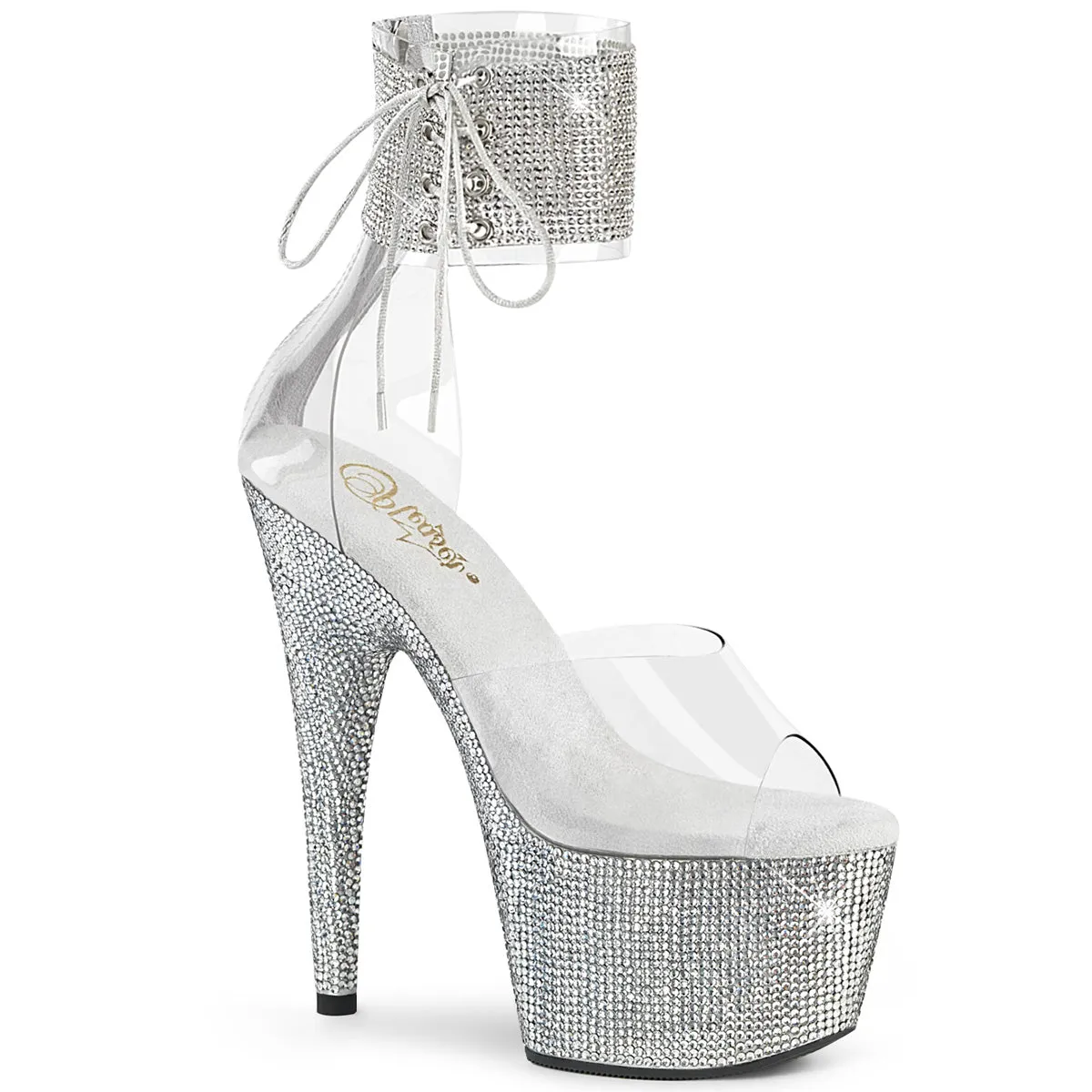 BEJEWELED-724RS Pleaser Clear/Silver Sexy Platform Shoes (Pole Dancing Heels)
