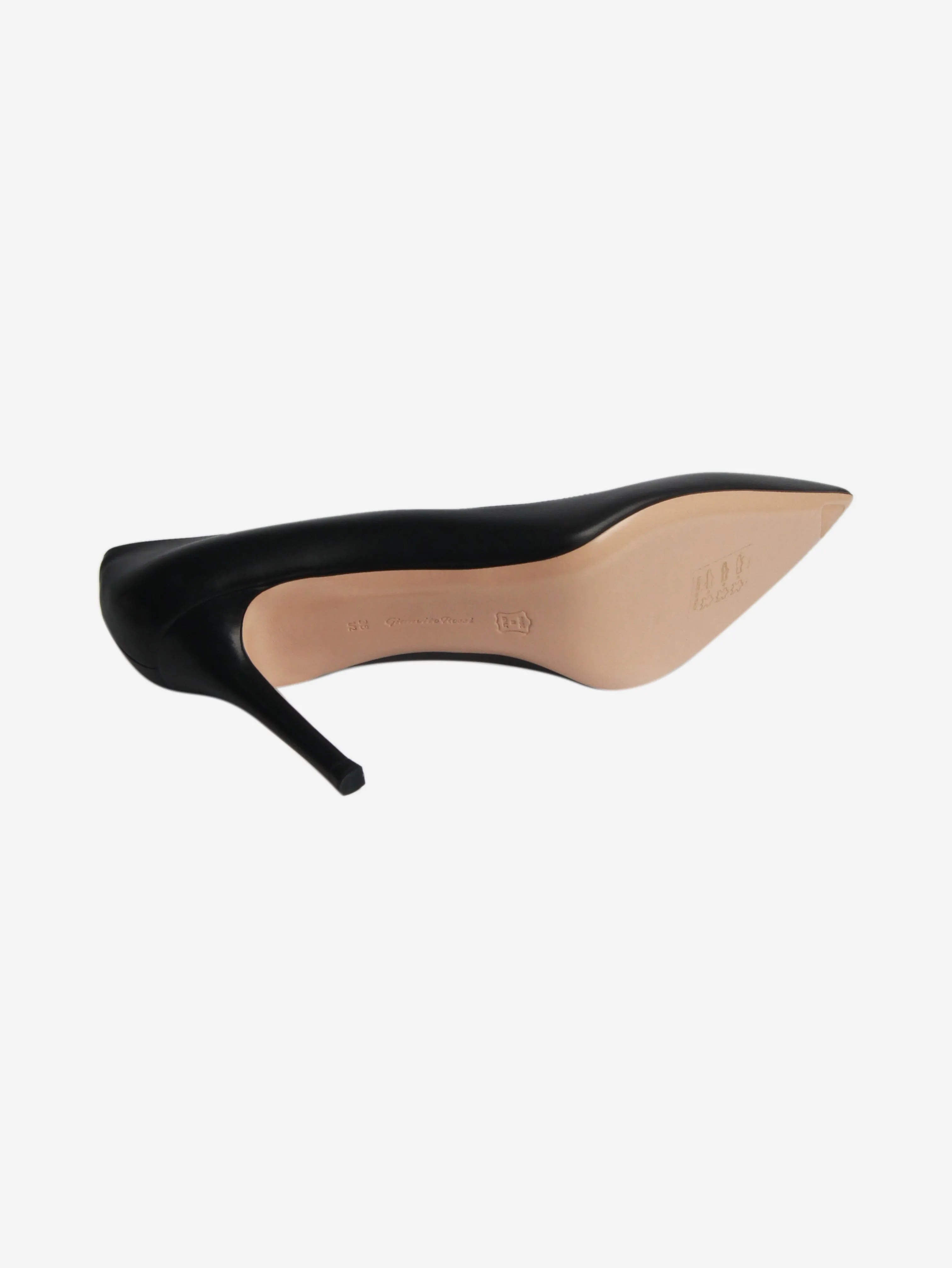 Black leather pointed toe pumps - size EU 38.5