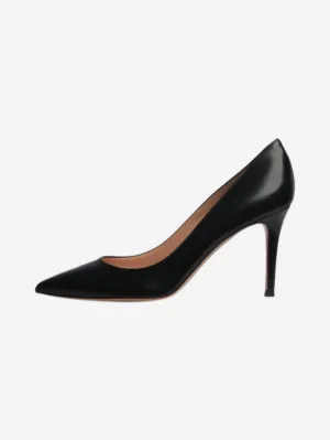 Black leather pointed toe pumps - size EU 38.5