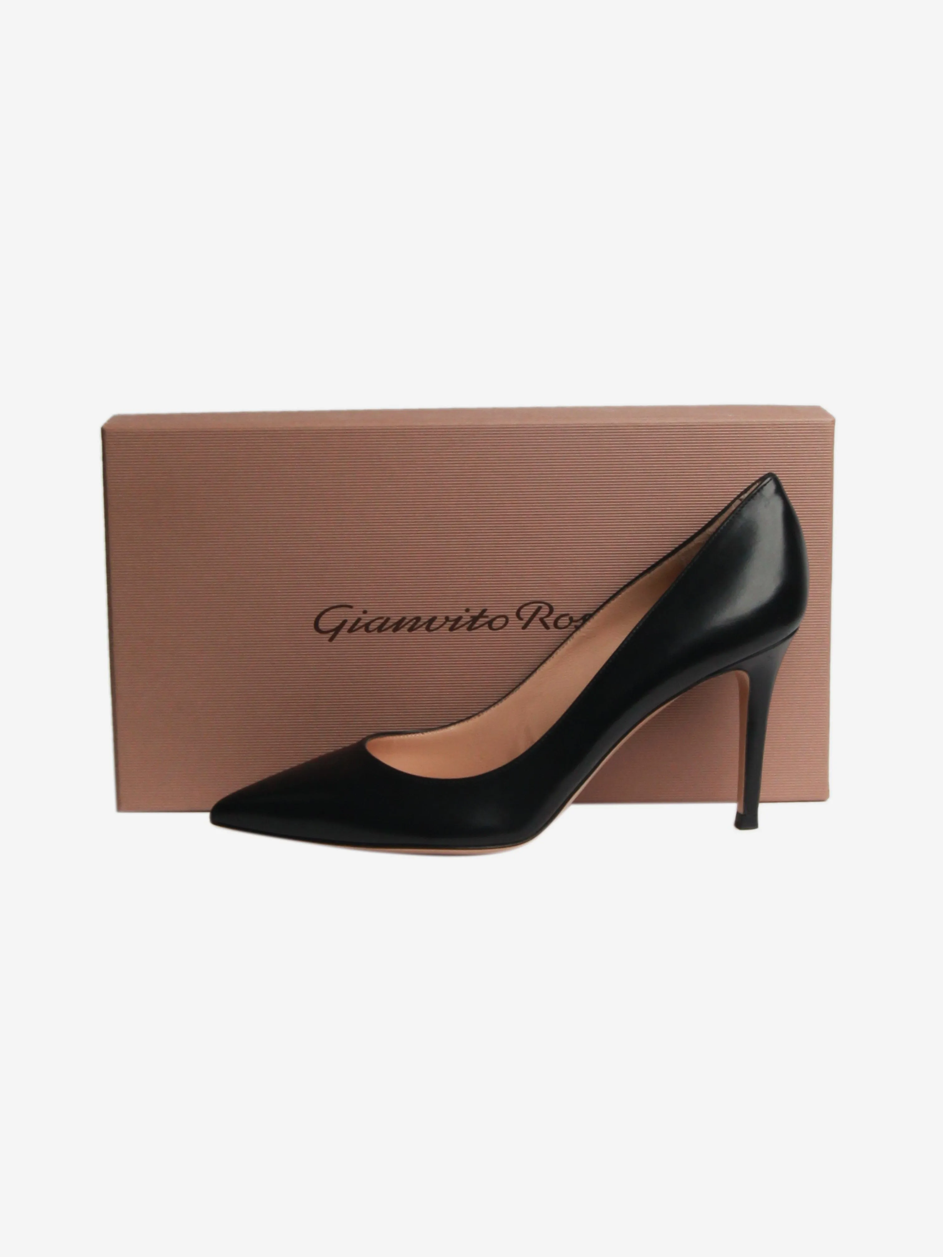 Black leather pointed toe pumps - size EU 38.5