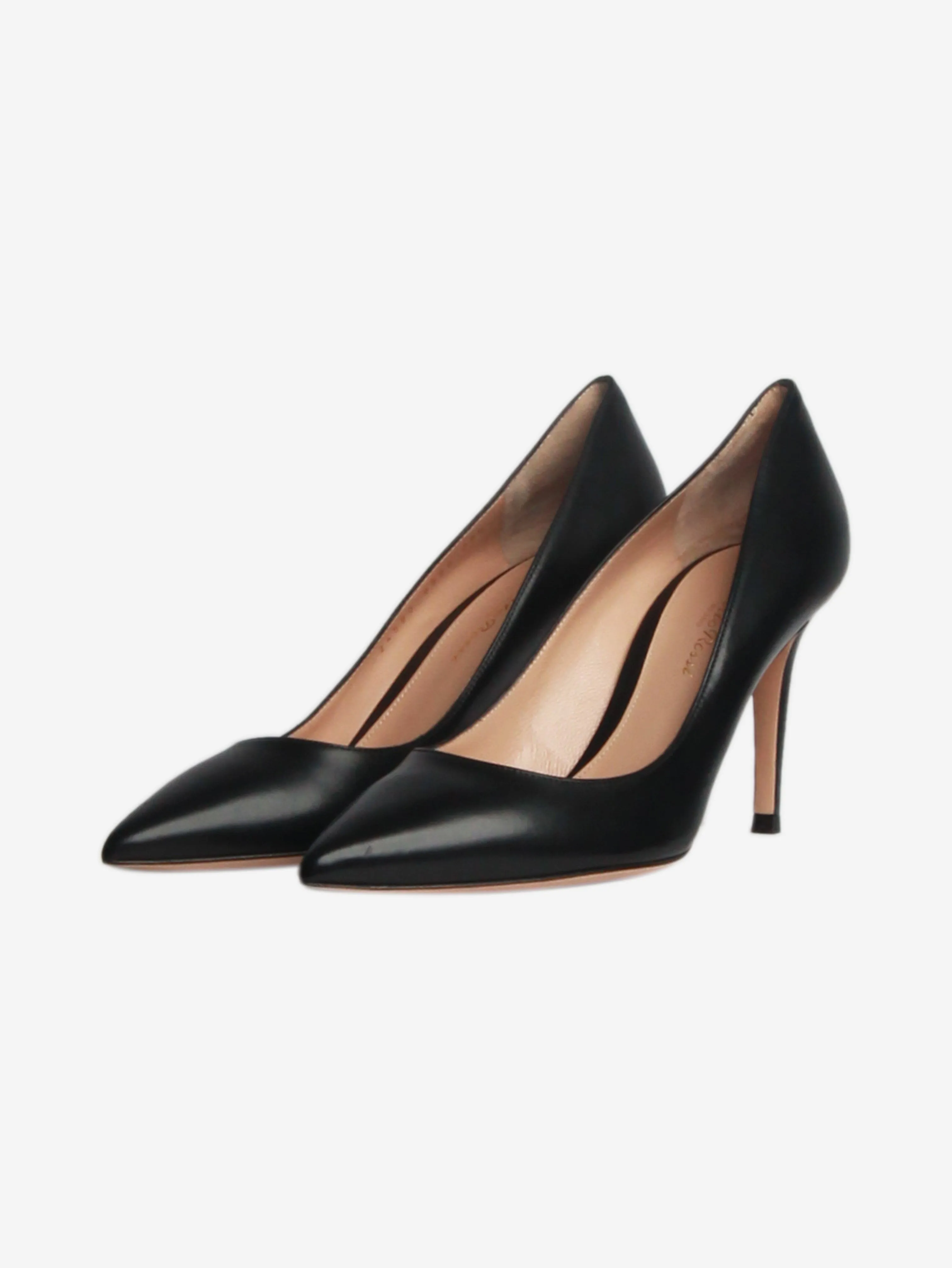 Black leather pointed toe pumps - size EU 38.5
