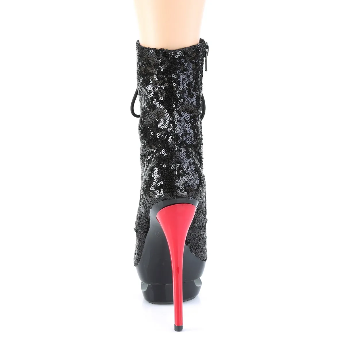 BLONDIE-R-1020 Pleaser Black Sequins/Red Sexy Platform Shoes (Pole Dancing Heels)