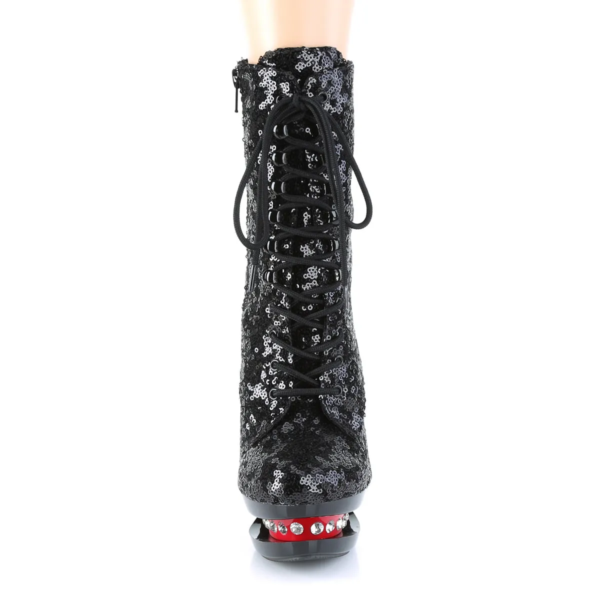 BLONDIE-R-1020 Pleaser Black Sequins/Red Sexy Platform Shoes (Pole Dancing Heels)
