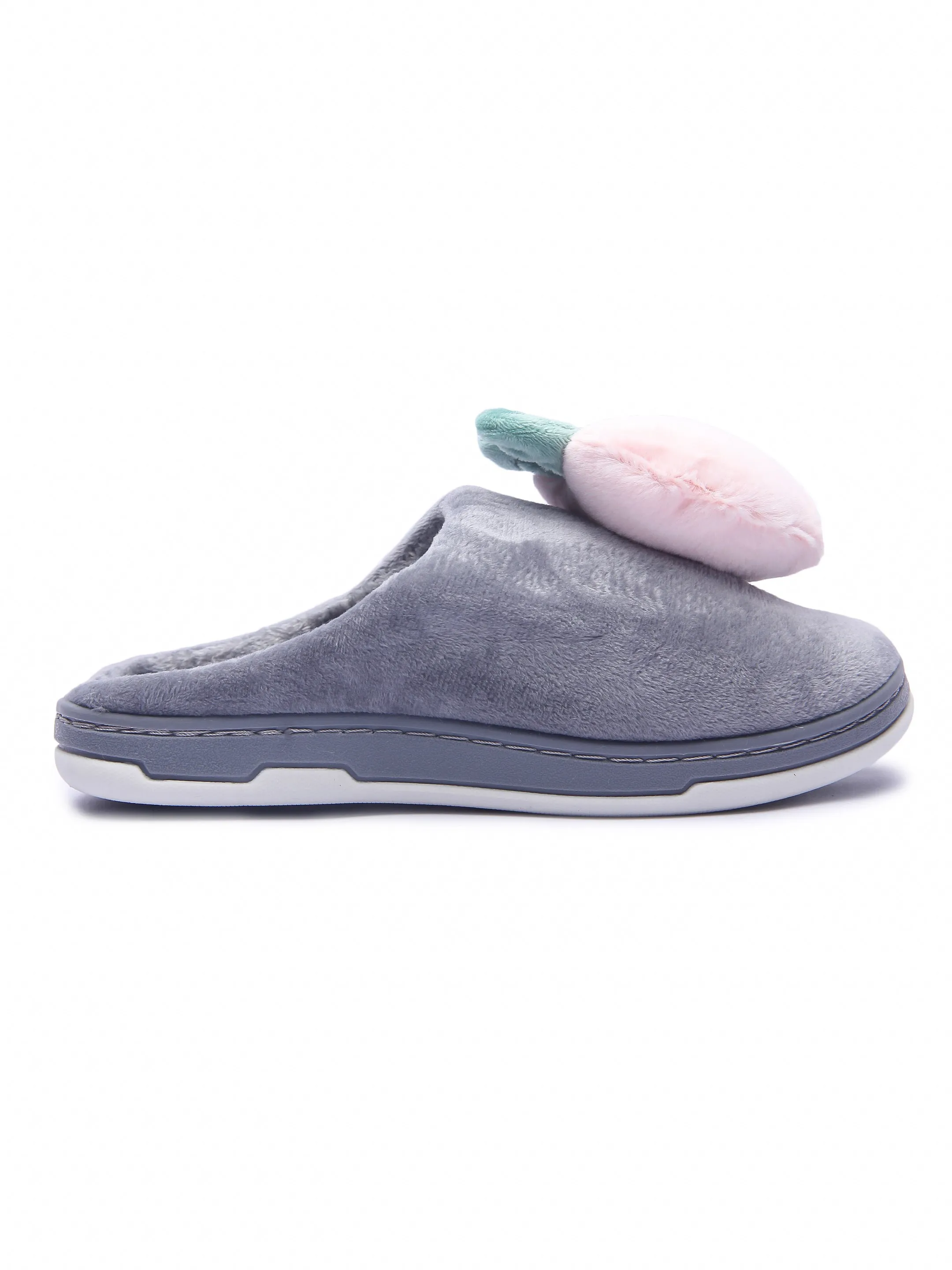Brauch Women's Grey Fur Heart Apple Winter Slippers