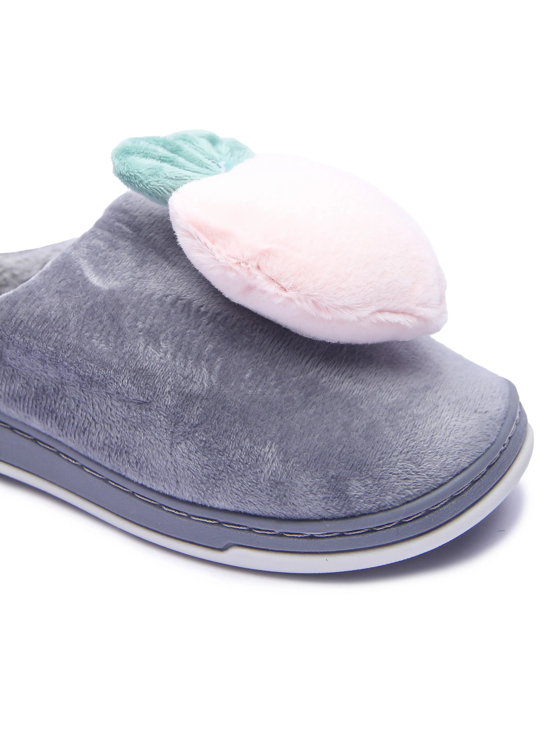 Brauch Women's Grey Fur Heart Apple Winter Slippers