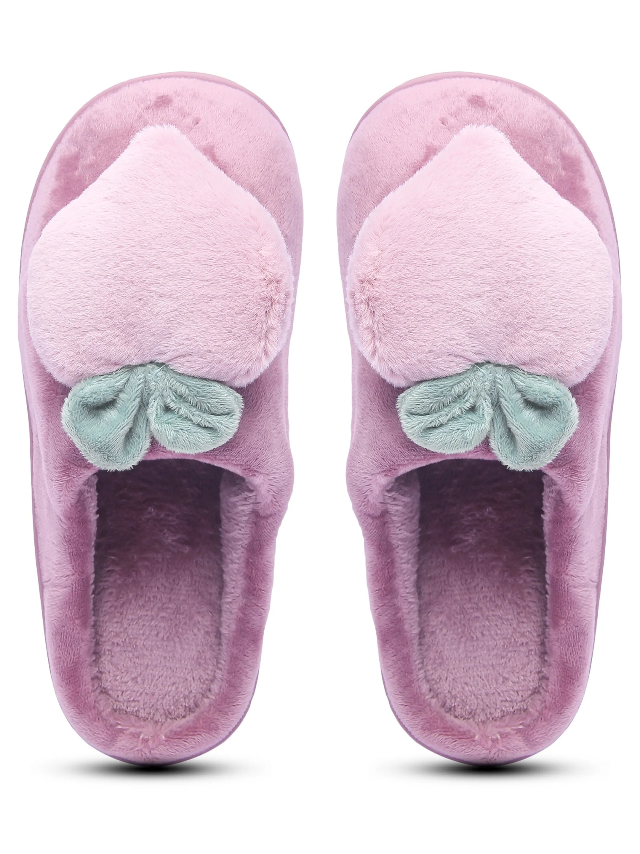 Brauch Women's Purple Fur Heart Apple Winter Slippers