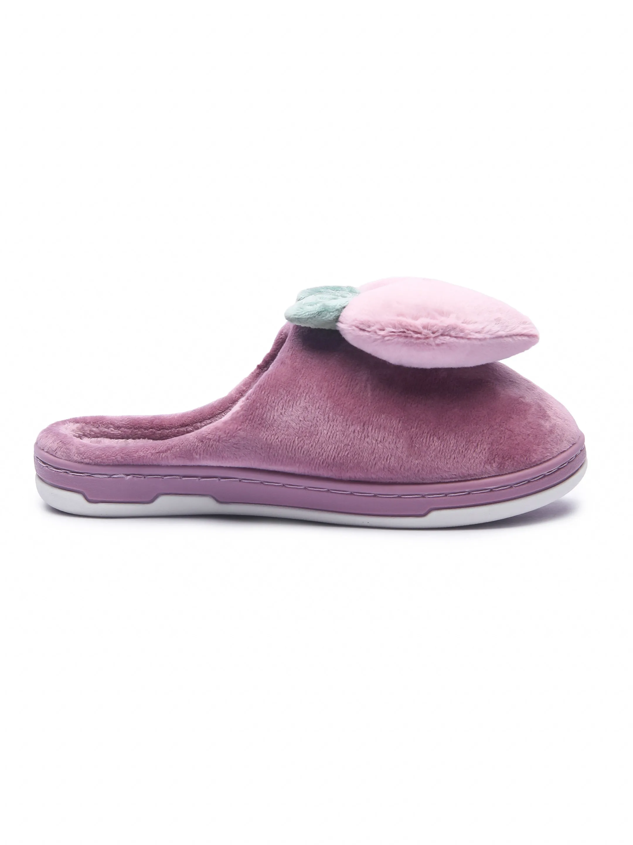 Brauch Women's Purple Fur Heart Apple Winter Slippers