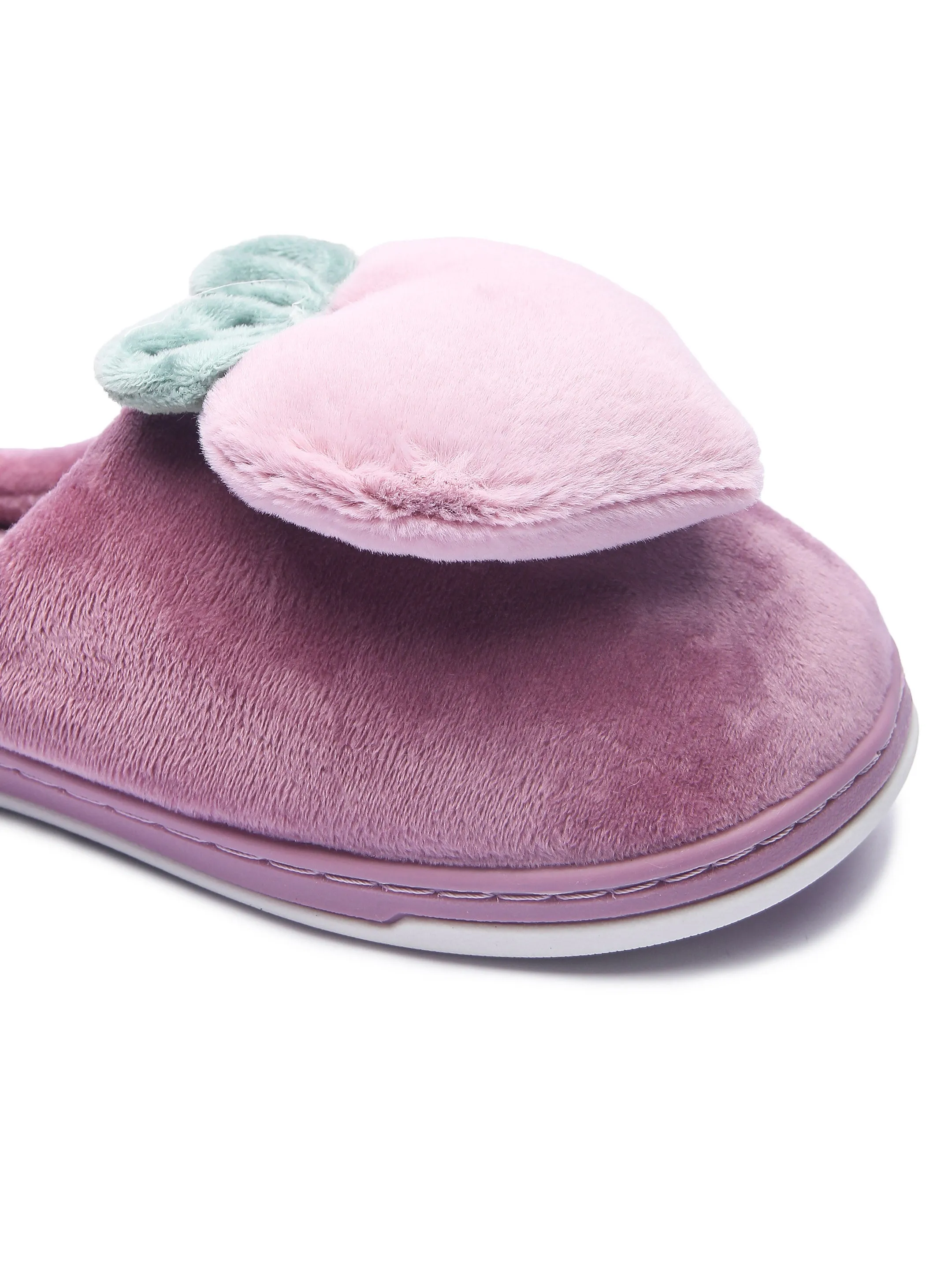 Brauch Women's Purple Fur Heart Apple Winter Slippers