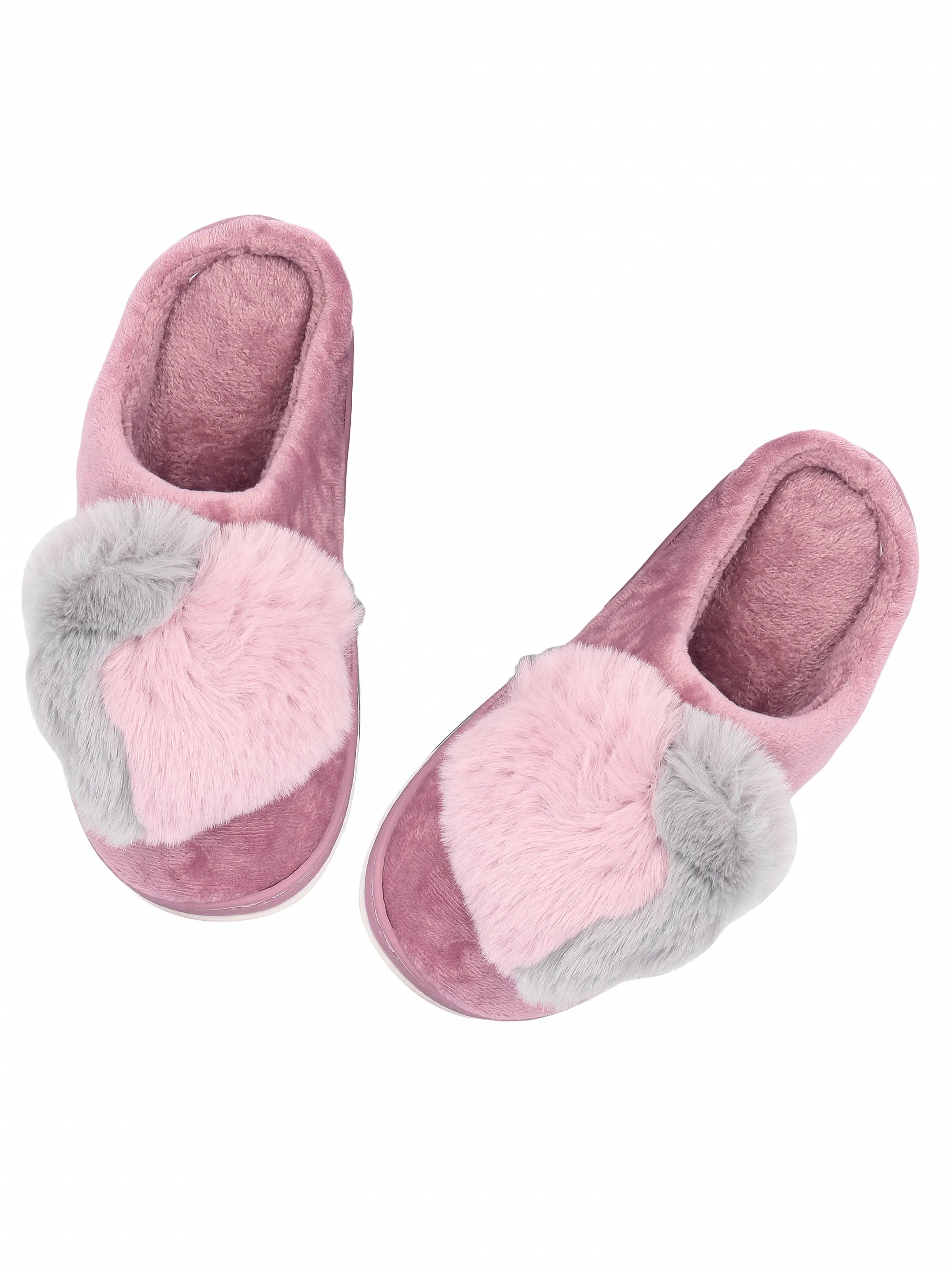 Brauch Women's Purple Heart Furry Winter Slippers