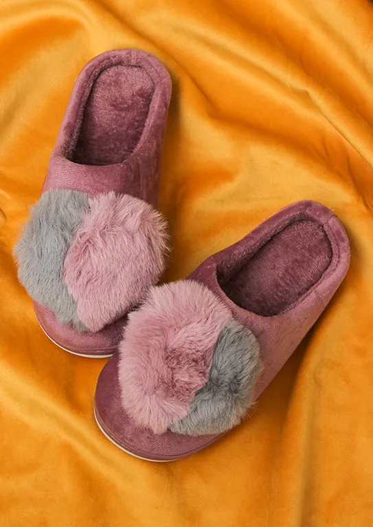 Brauch Women's Purple Heart Furry Winter Slippers