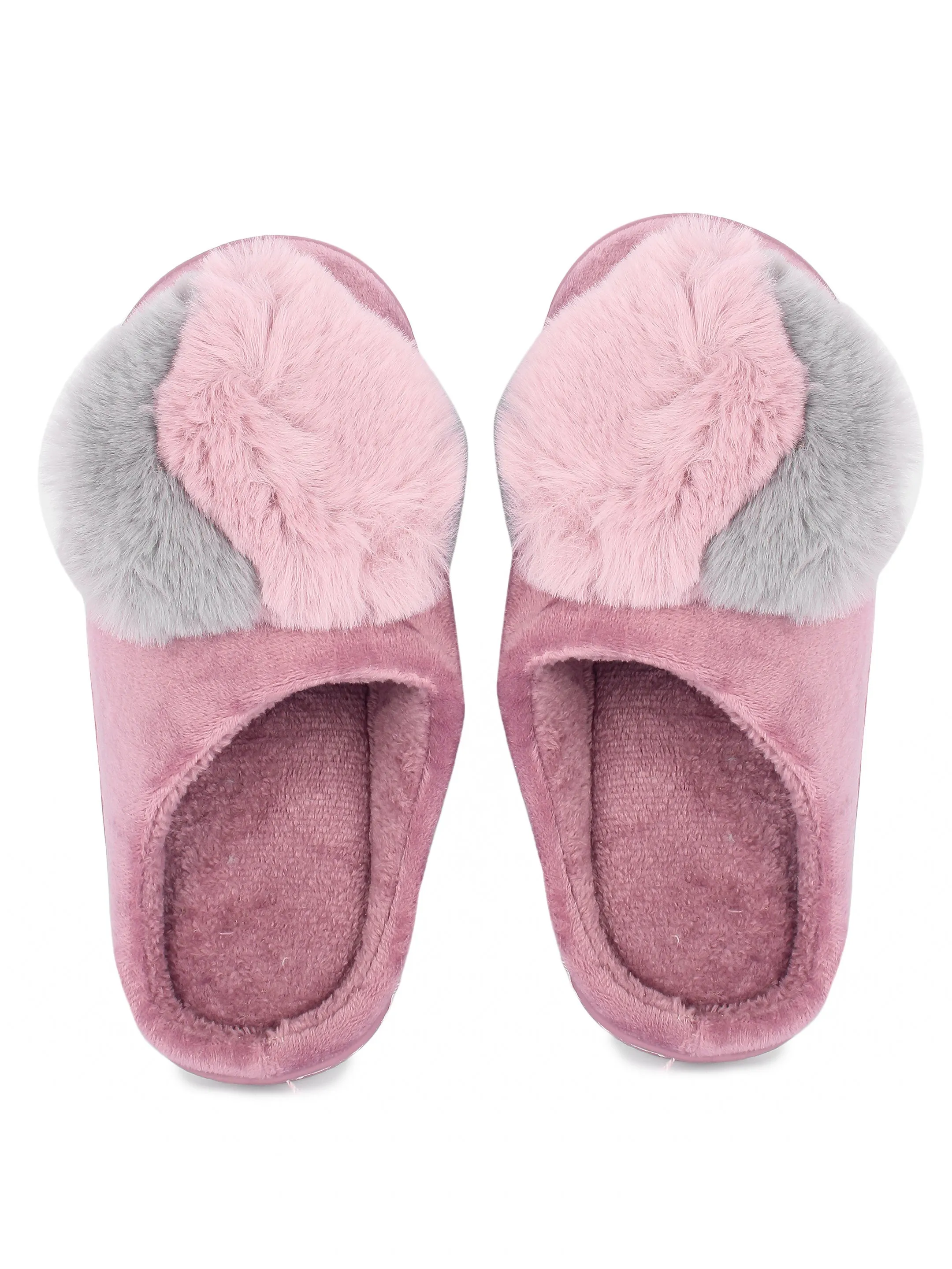Brauch Women's Purple Heart Furry Winter Slippers