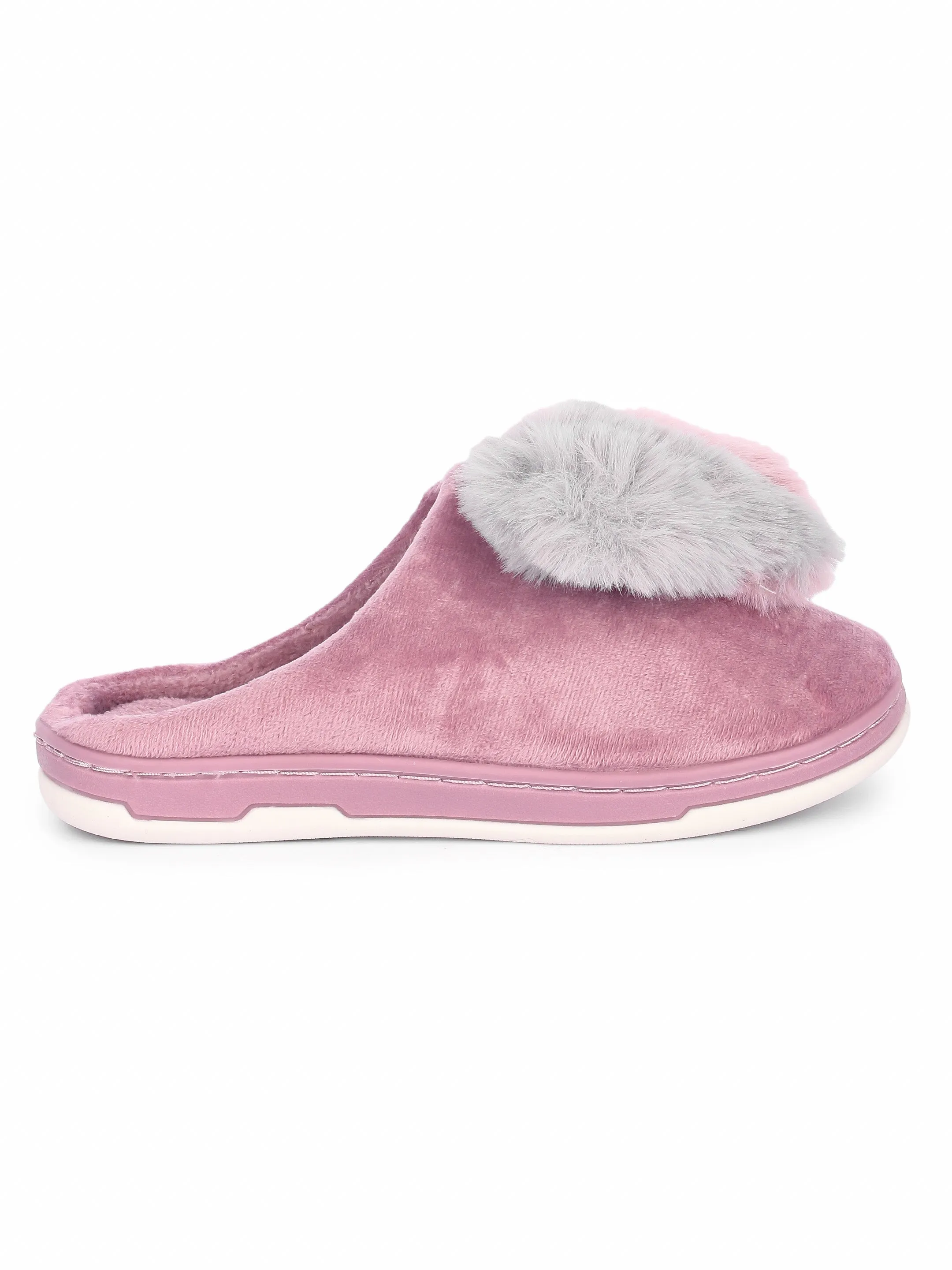 Brauch Women's Purple Heart Furry Winter Slippers