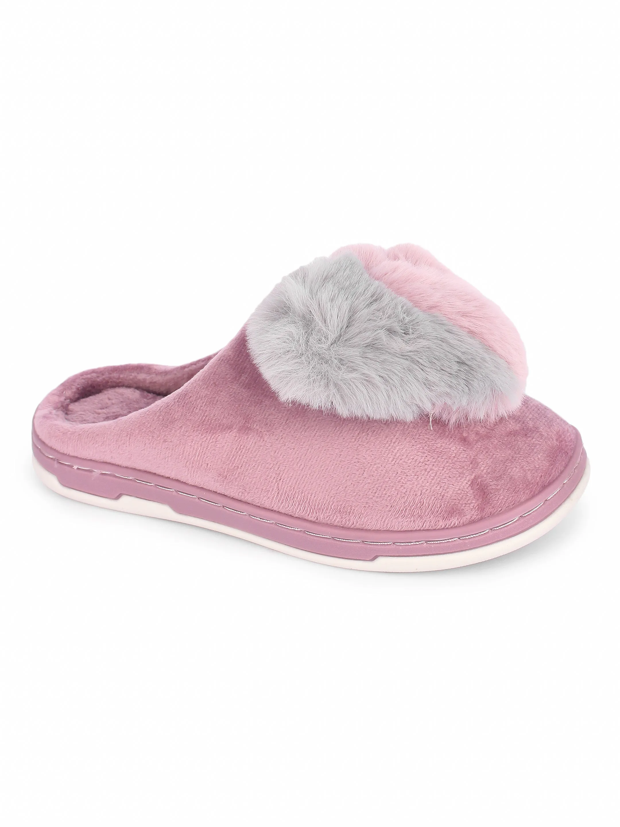 Brauch Women's Purple Heart Furry Winter Slippers