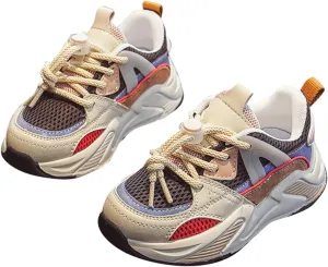 Chunky Sneakers for Toddler Kids Lace Up Sneakers Platform Comfortable Leather Casual Softy Sole Mesh Dad Shoes