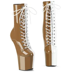 CRAZE-1040TT Pleaser Taupe-White Sexy Platform Shoes (Pole Dancing Heels)