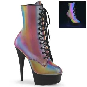 DELIGHT-1020REFL Pleaser Rainbow Reflective/Black Matte Sexy Platform Shoes (Pole Dancing Heels)