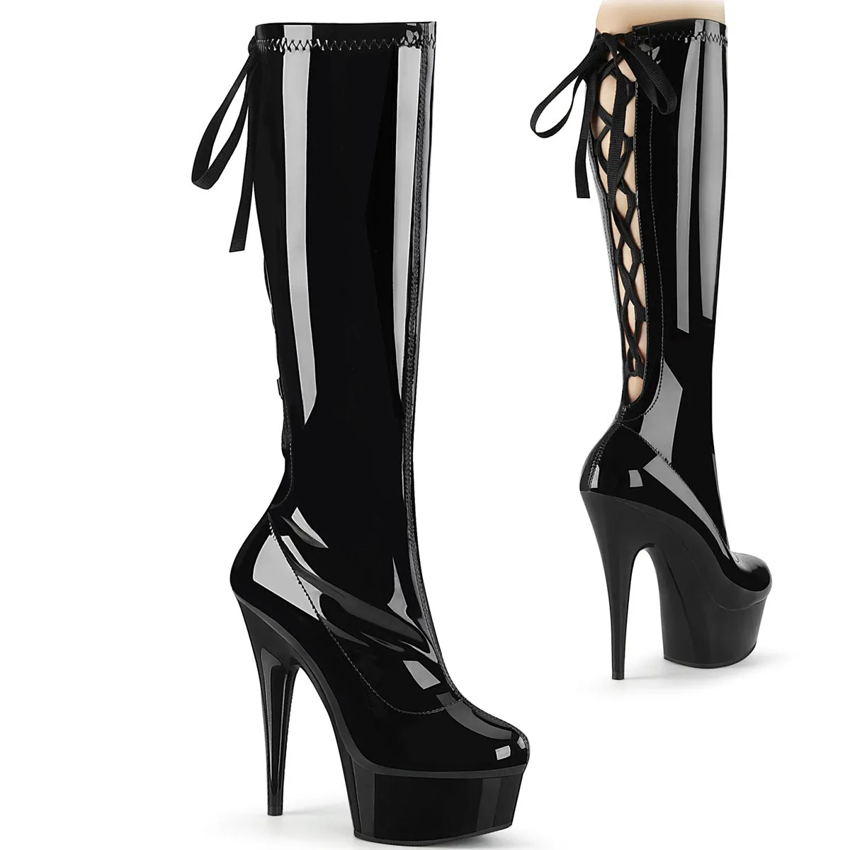 DELIGHT-2029 Pleaser Black Patent Sexy Platform Shoes (Pole Dancing Heels)