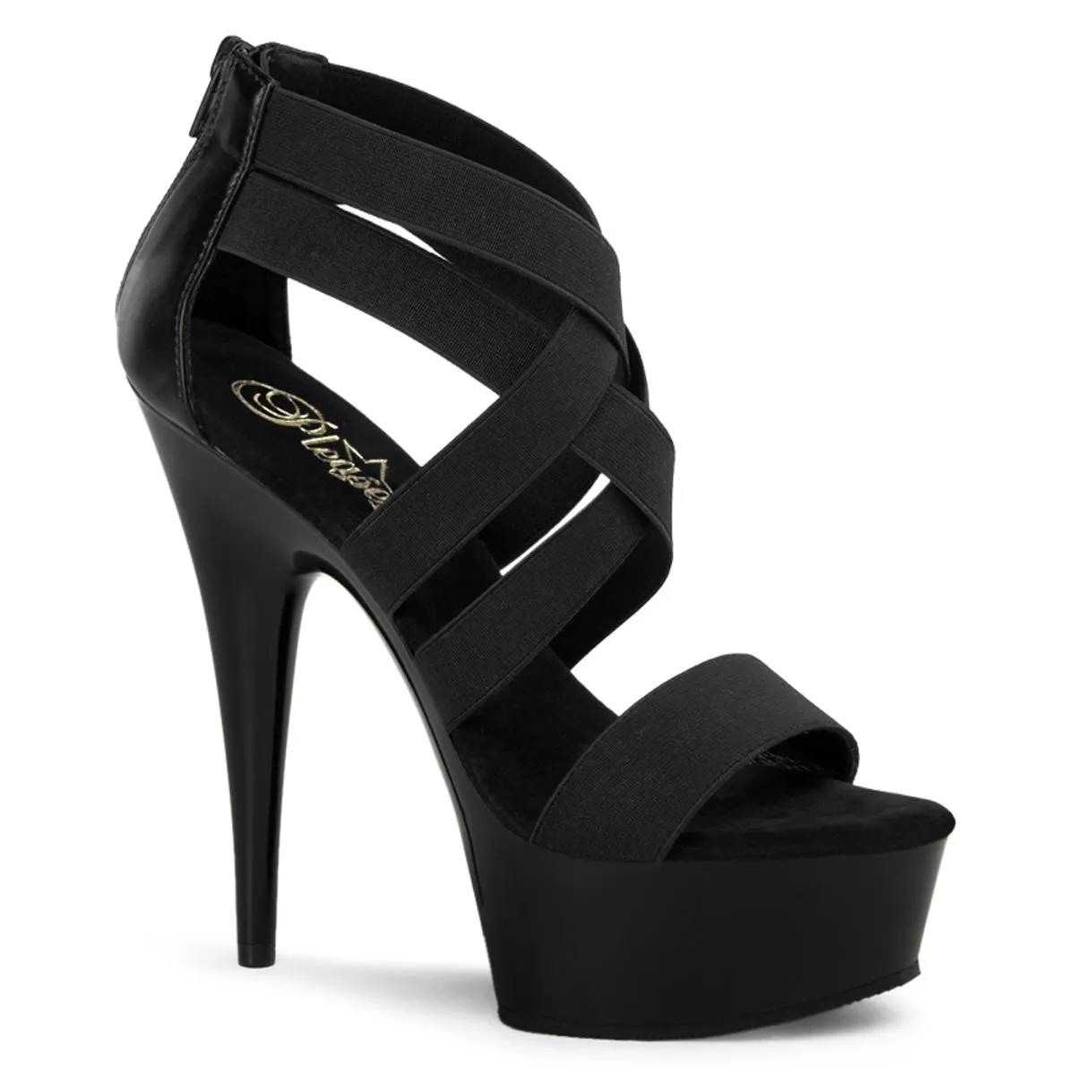 DELIGHT-669 Pleaser Black Elastic Sexy Platform Shoes (Pole Dancing Heels)