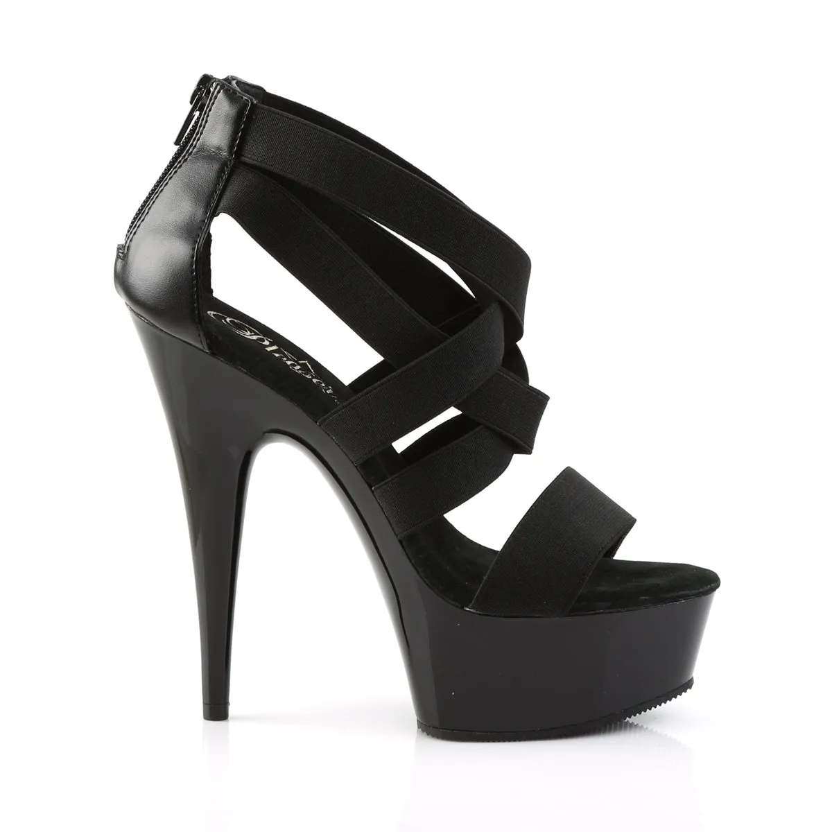 DELIGHT-669 Pleaser Black Elastic Sexy Platform Shoes (Pole Dancing Heels)