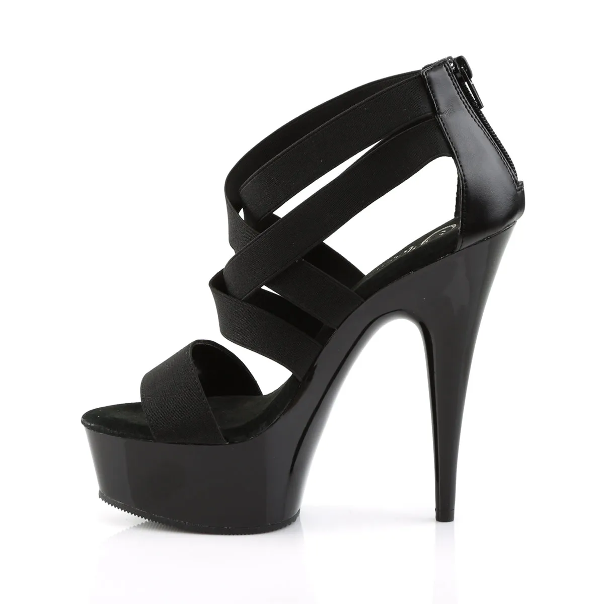 DELIGHT-669 Pleaser Black Elastic Sexy Platform Shoes (Pole Dancing Heels)