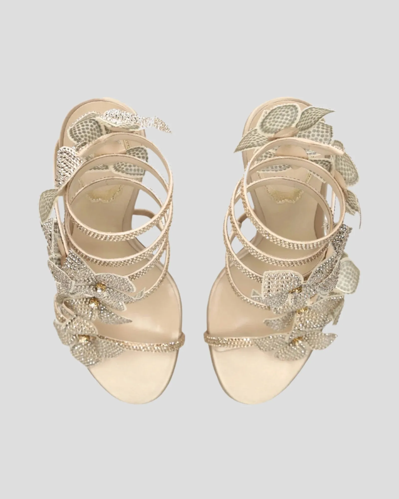 Elisa Flower Embellished Snake Sandals In Gold
