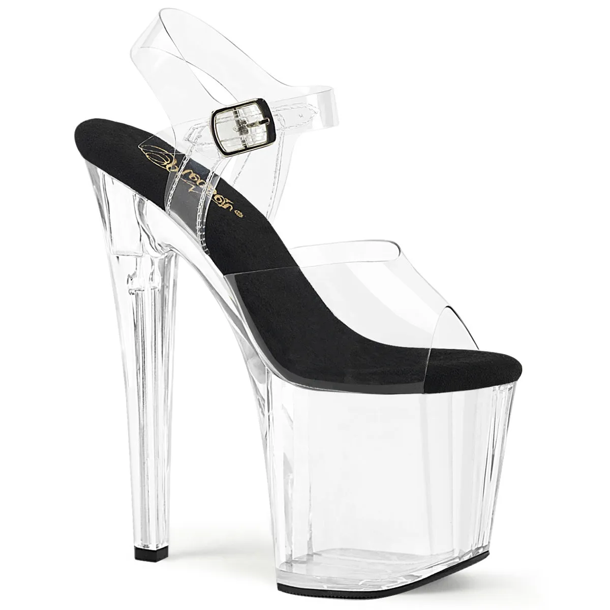 ENCHANT-708 Pleaser Clear/Black Sexy Platform Shoes (Pole Dancing Heels)