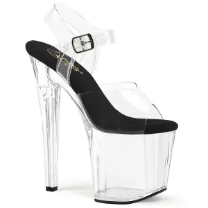 ENCHANT-708 Pleaser Clear/Black Sexy Platform Shoes (Pole Dancing Heels)