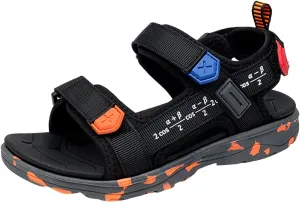 Girls Boys Sandals Open Toes Soft Bottom Platform Sandal Slip On Lightweight Flat Sport Shoes for Kids Toddler (Black, 13.5 Little Child)