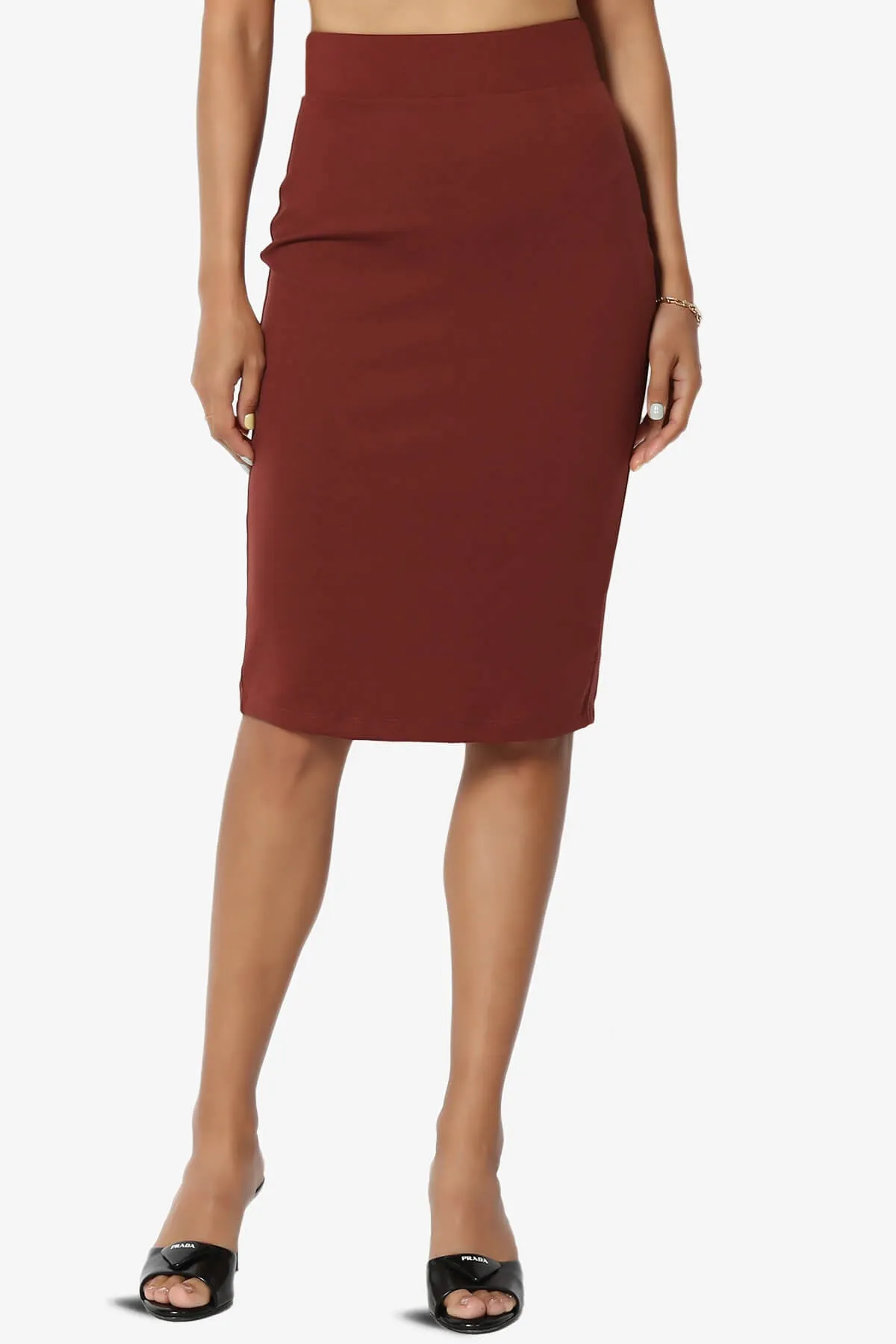 Hayle Soft Knit High Rise Midi Pencil Skirt