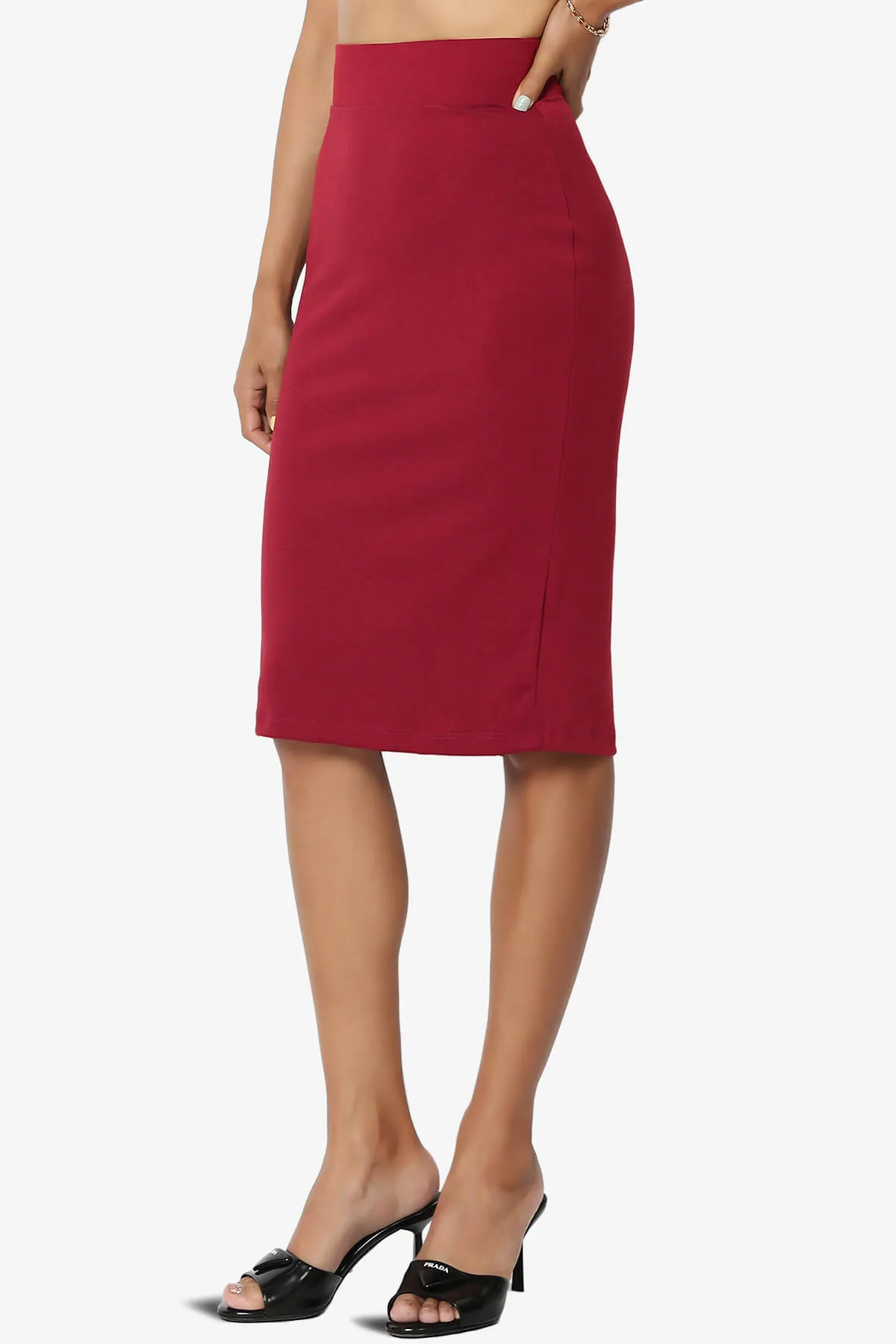 Hayle Soft Knit High Rise Midi Pencil Skirt