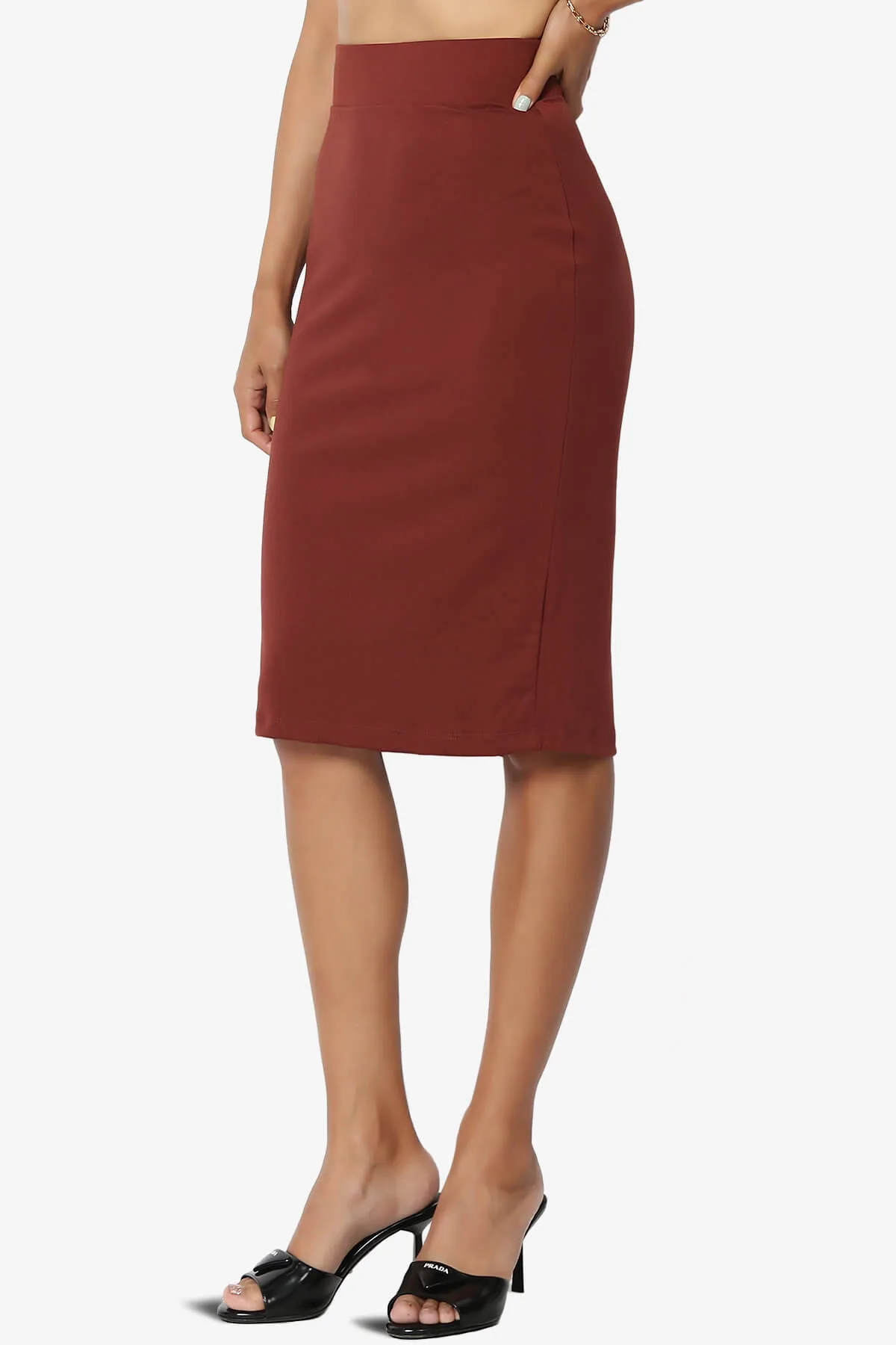 Hayle Soft Knit High Rise Midi Pencil Skirt