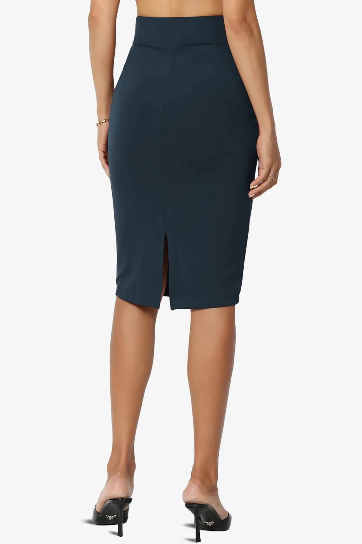 Hayle Soft Knit High Rise Midi Pencil Skirt