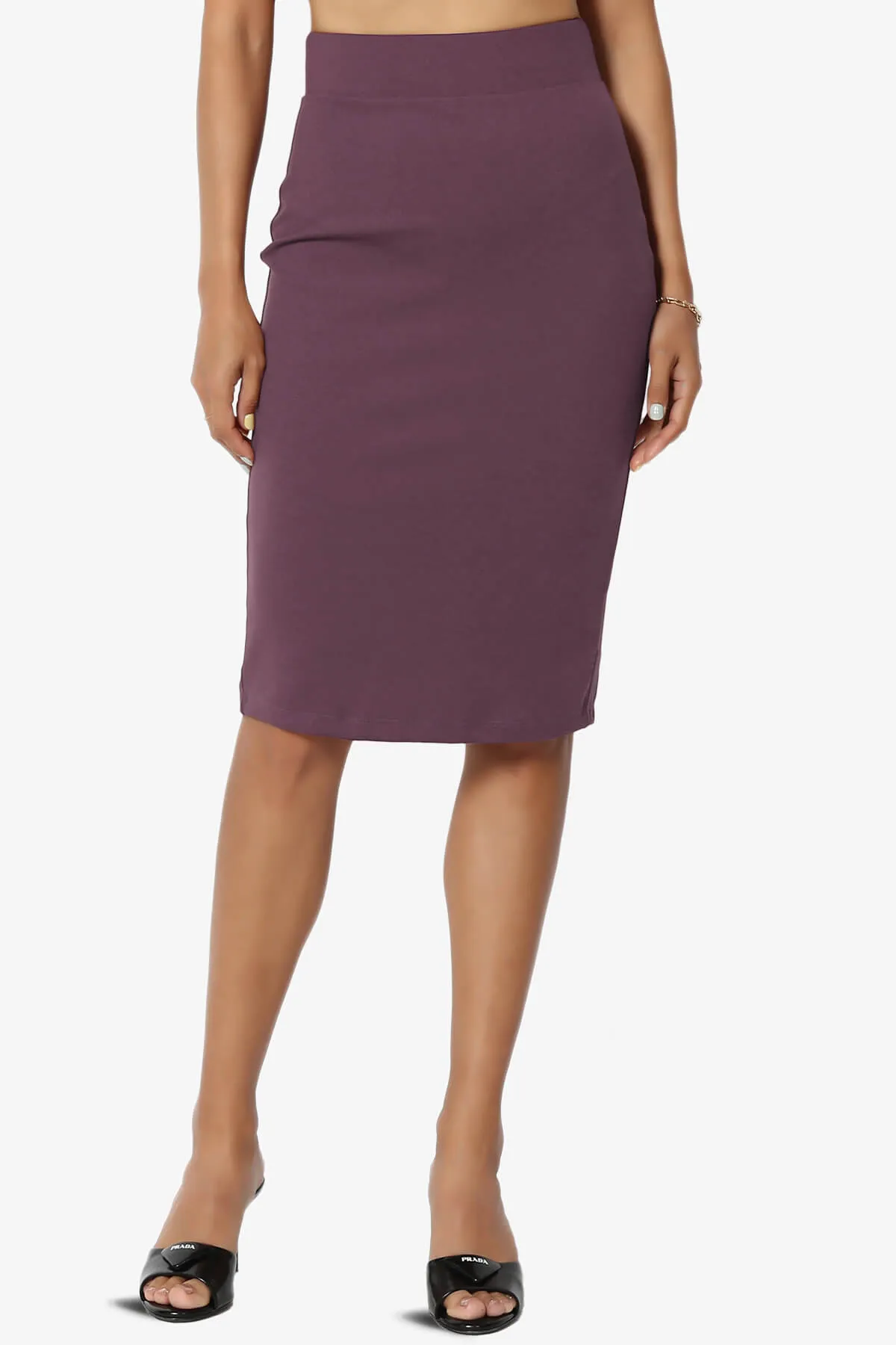 Hayle Soft Knit High Rise Midi Pencil Skirt