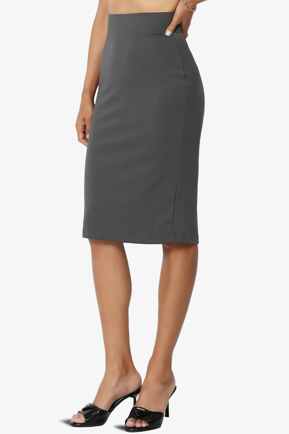 Hayle Soft Knit High Rise Midi Pencil Skirt