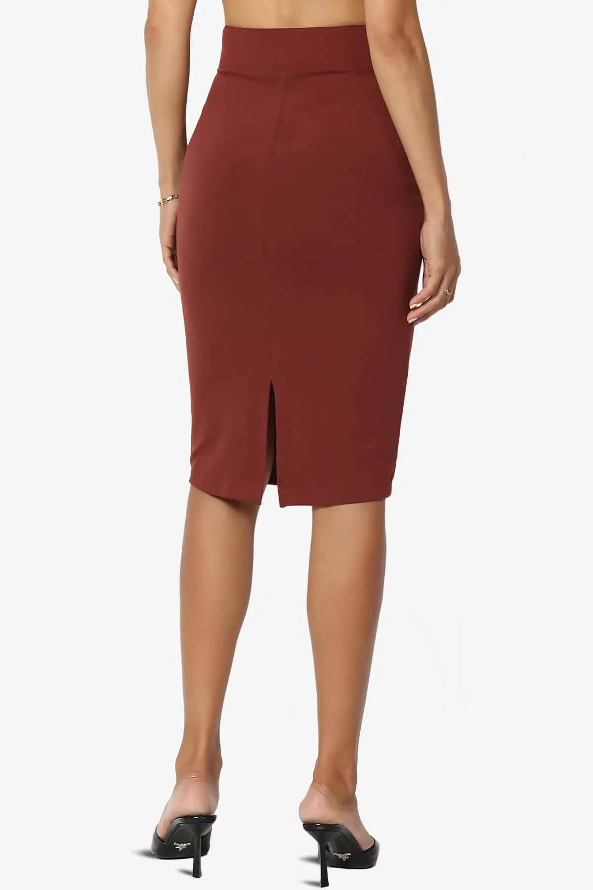 Hayle Soft Knit High Rise Midi Pencil Skirt