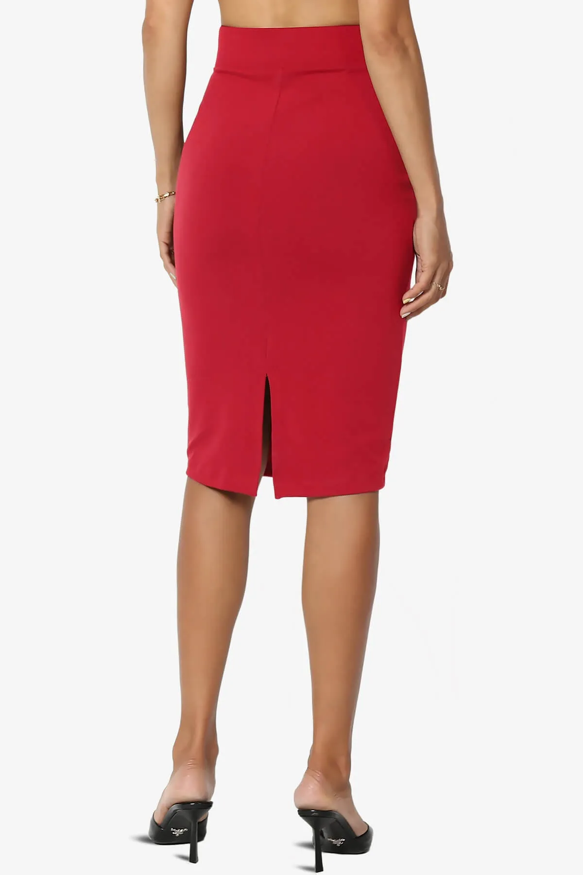 Hayle Soft Knit High Rise Midi Pencil Skirt