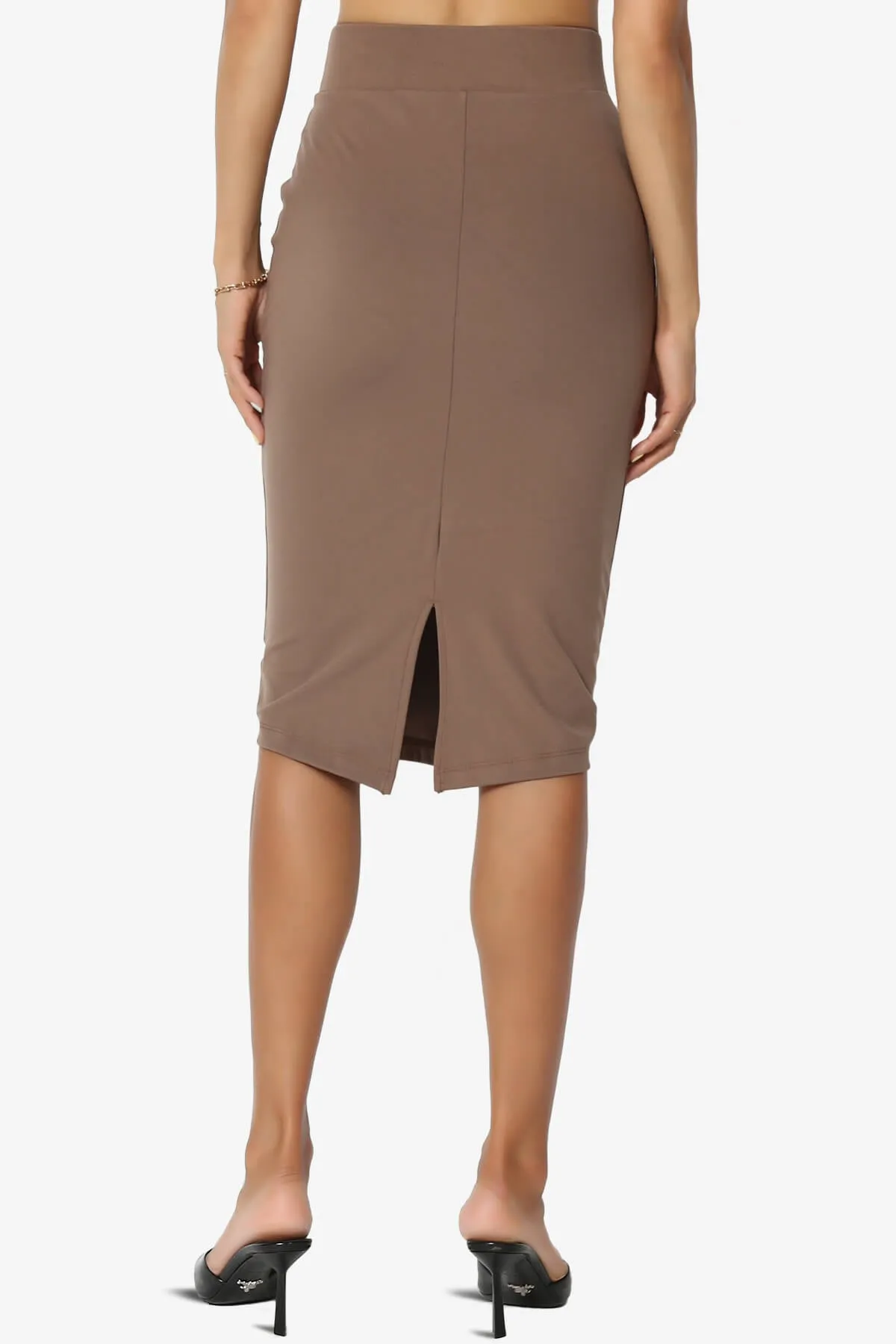 Hayle Soft Knit High Rise Midi Pencil Skirt