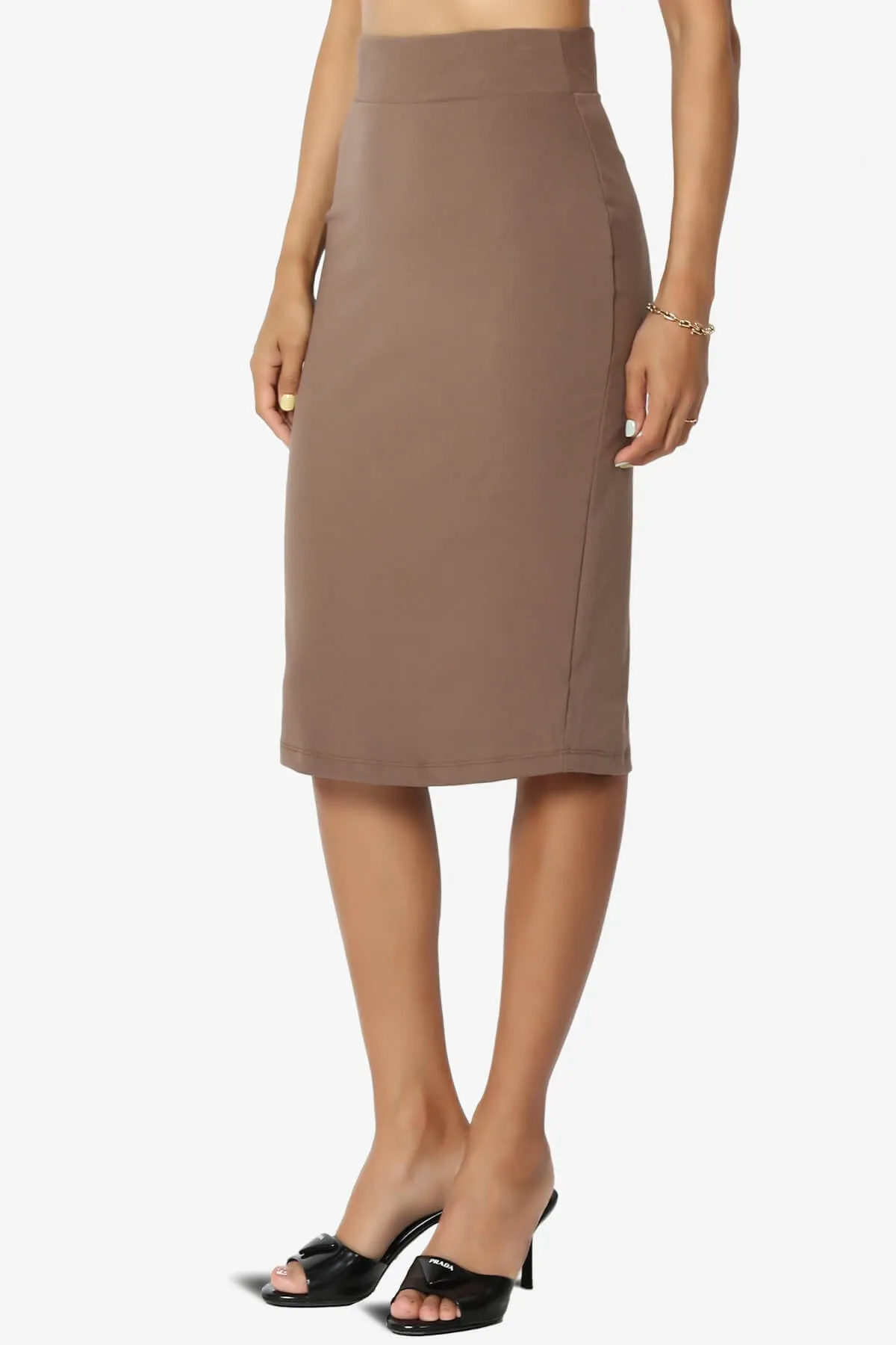 Hayle Soft Knit High Rise Midi Pencil Skirt