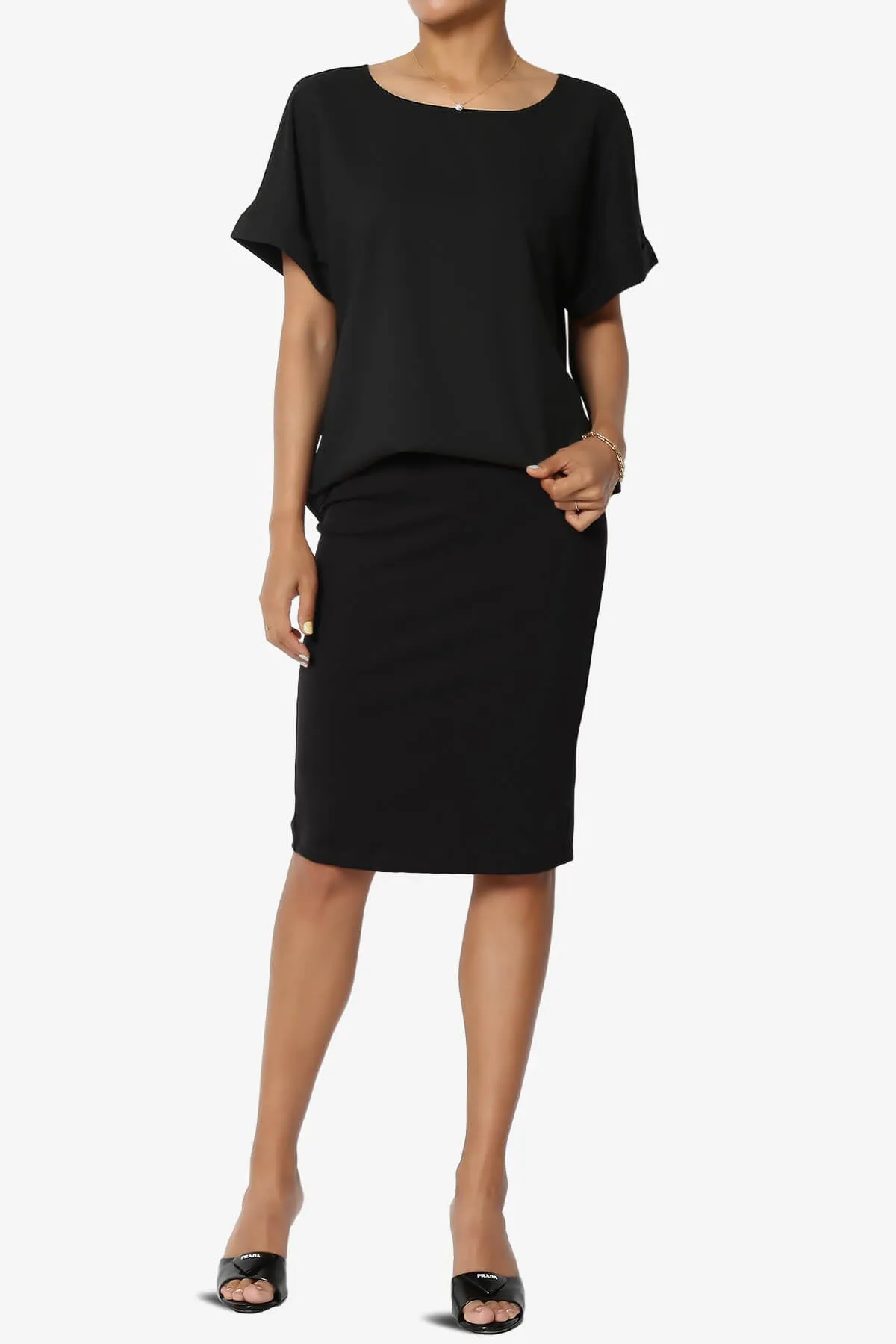 Hayle Soft Knit High Rise Midi Pencil Skirt