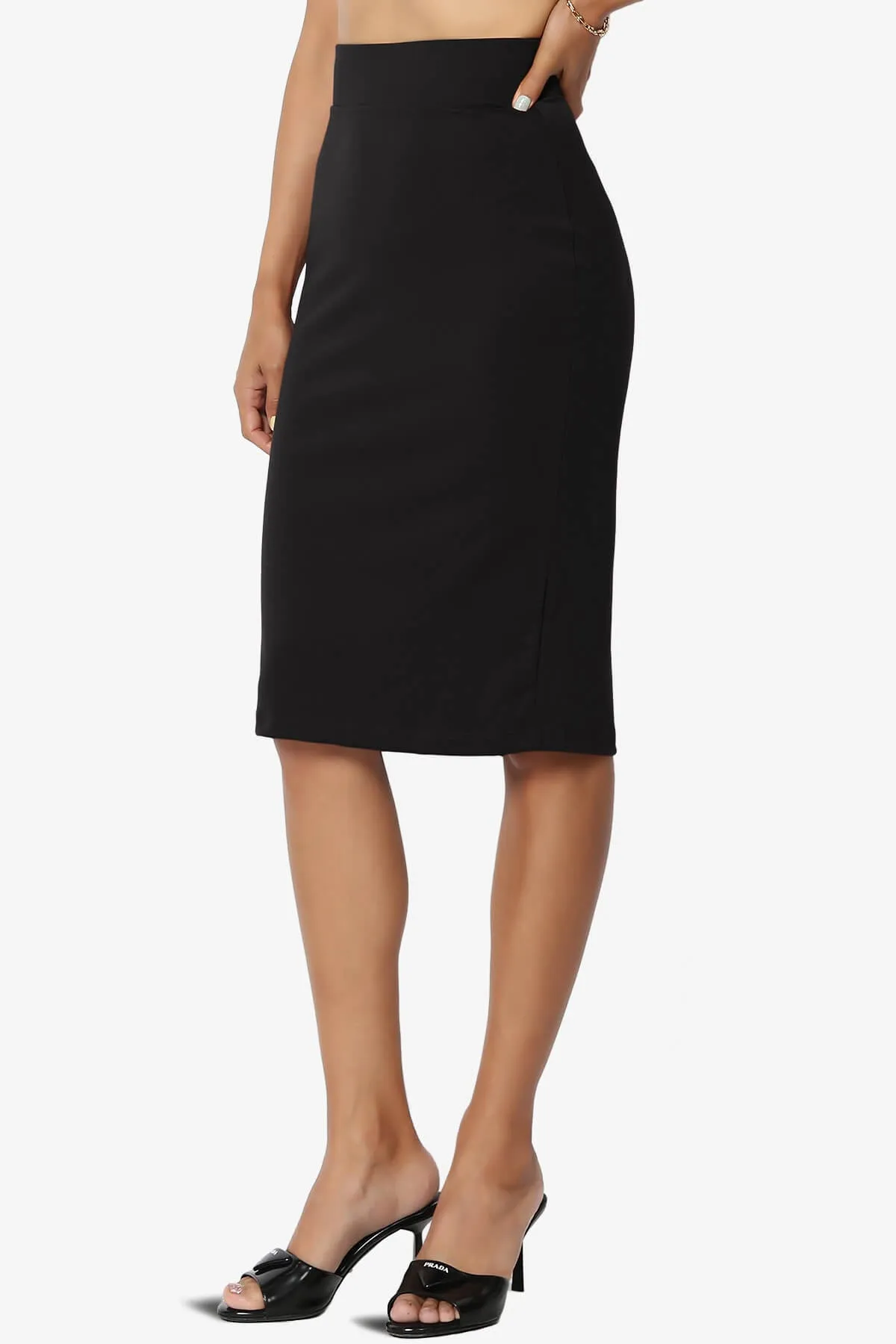 Hayle Soft Knit High Rise Midi Pencil Skirt