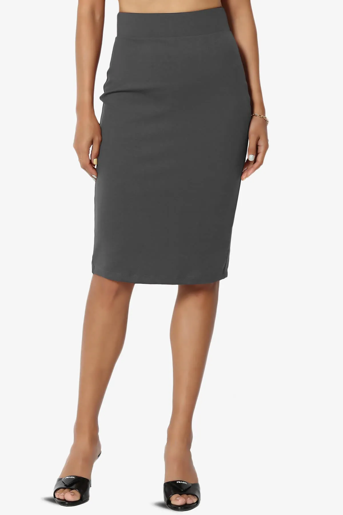 Hayle Soft Knit High Rise Midi Pencil Skirt