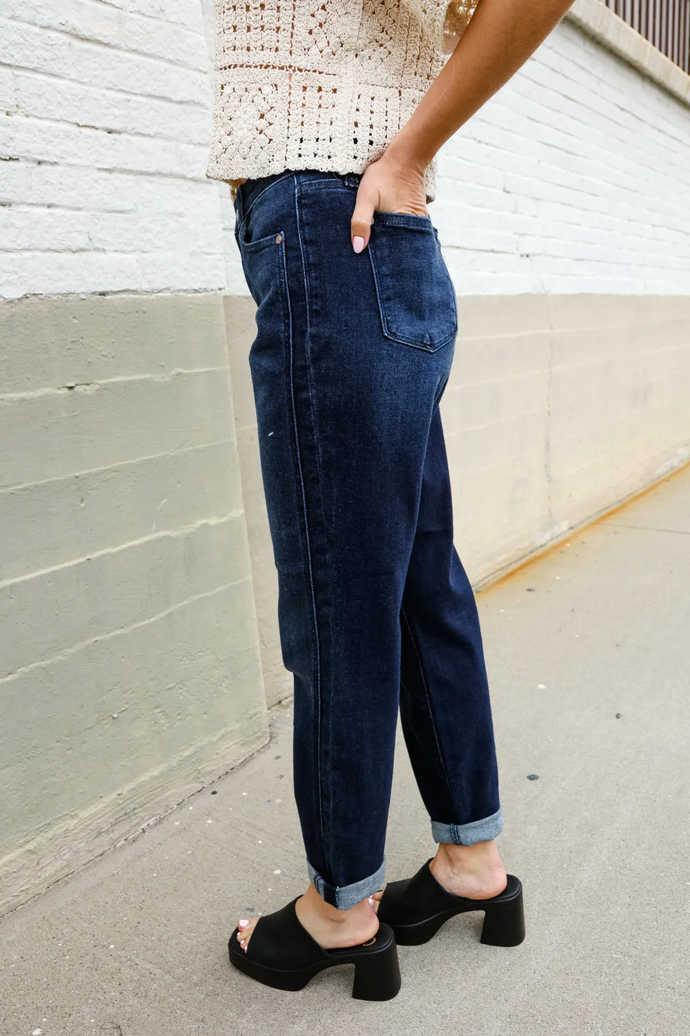 High-Rise Boyfriend Dark Wash Jeans