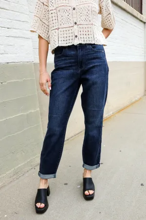 High-Rise Boyfriend Dark Wash Jeans
