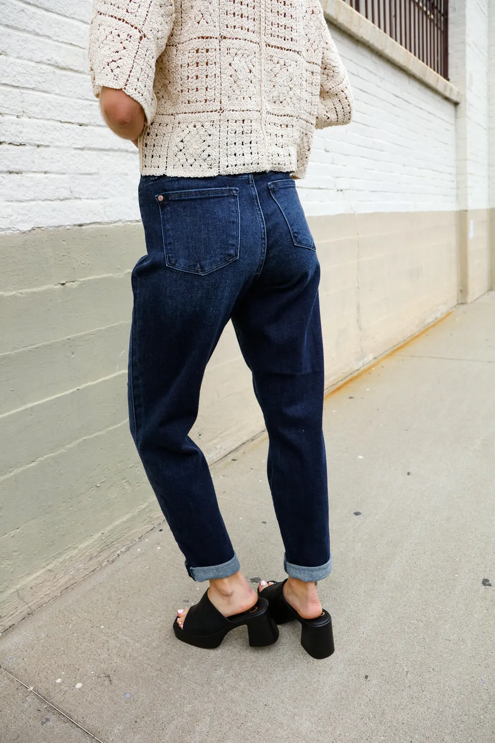 High-Rise Boyfriend Dark Wash Jeans