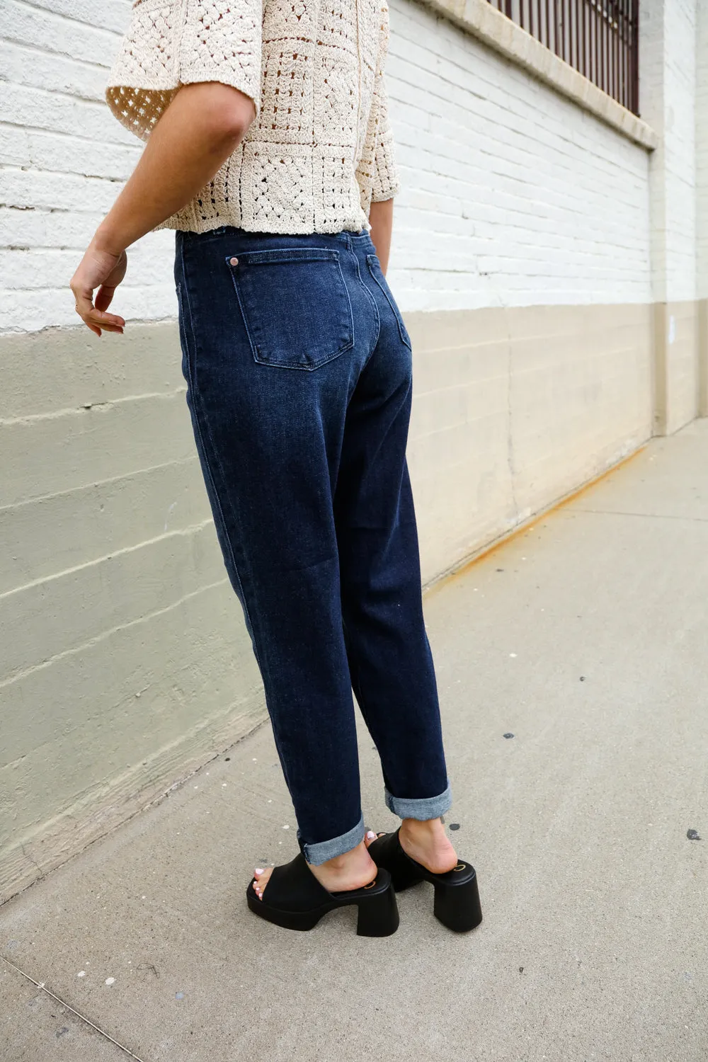 High-Rise Boyfriend Dark Wash Jeans